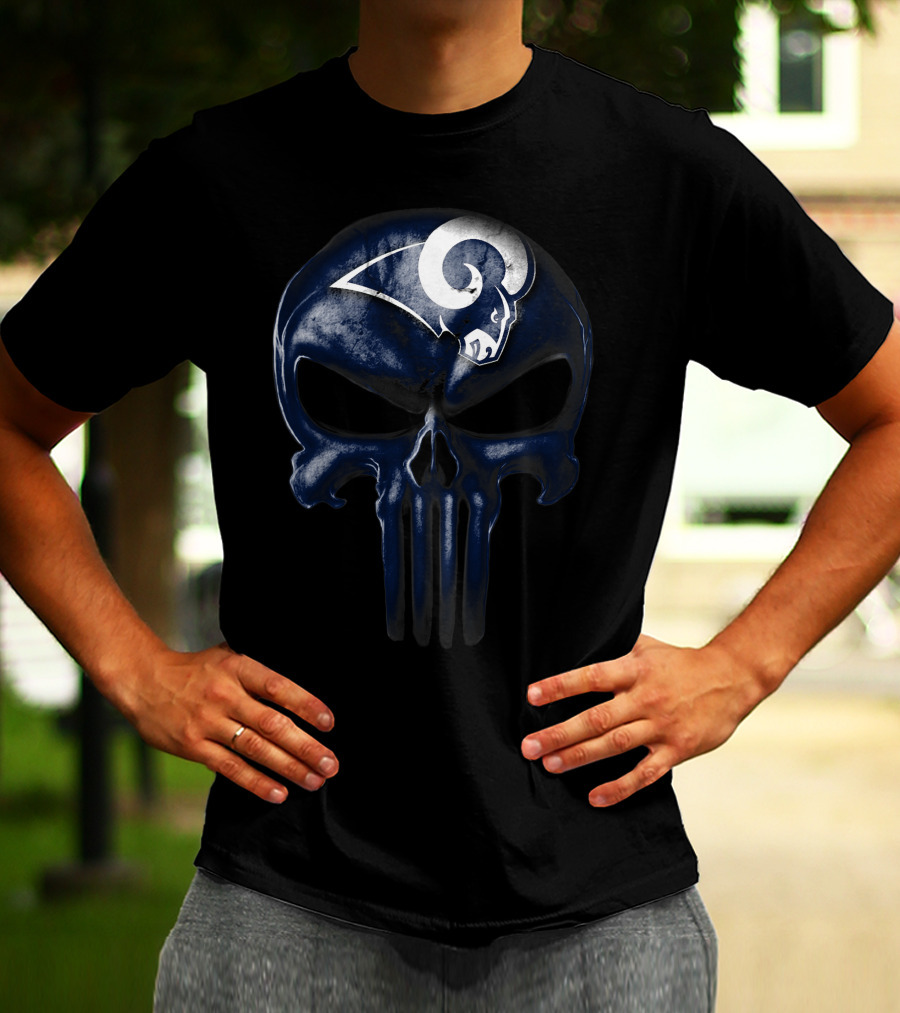 Skull Los Angeles Rams Logo Fusion T-Shirt