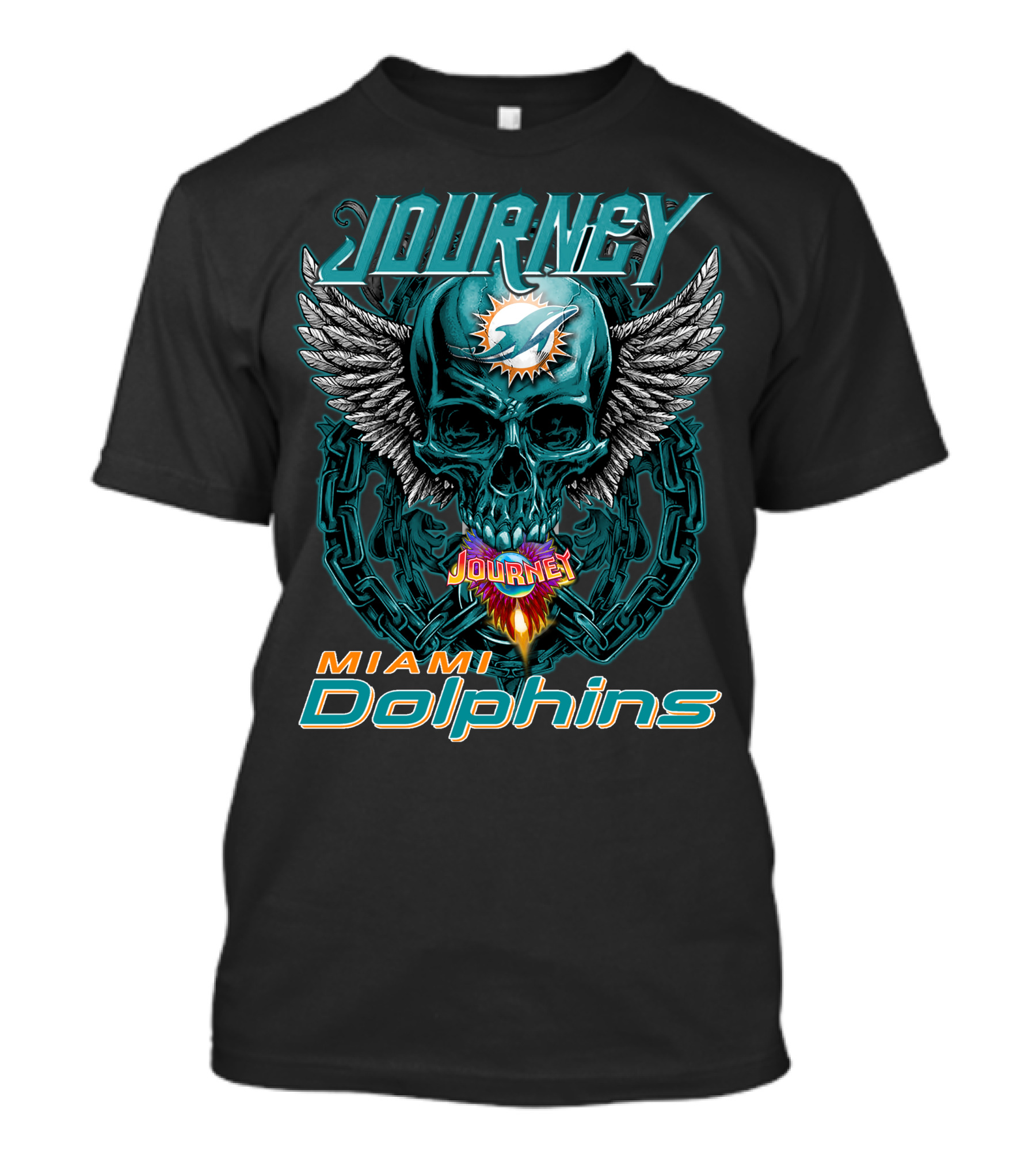 Journey Miami Dolphins Skull Wings T-Shirt