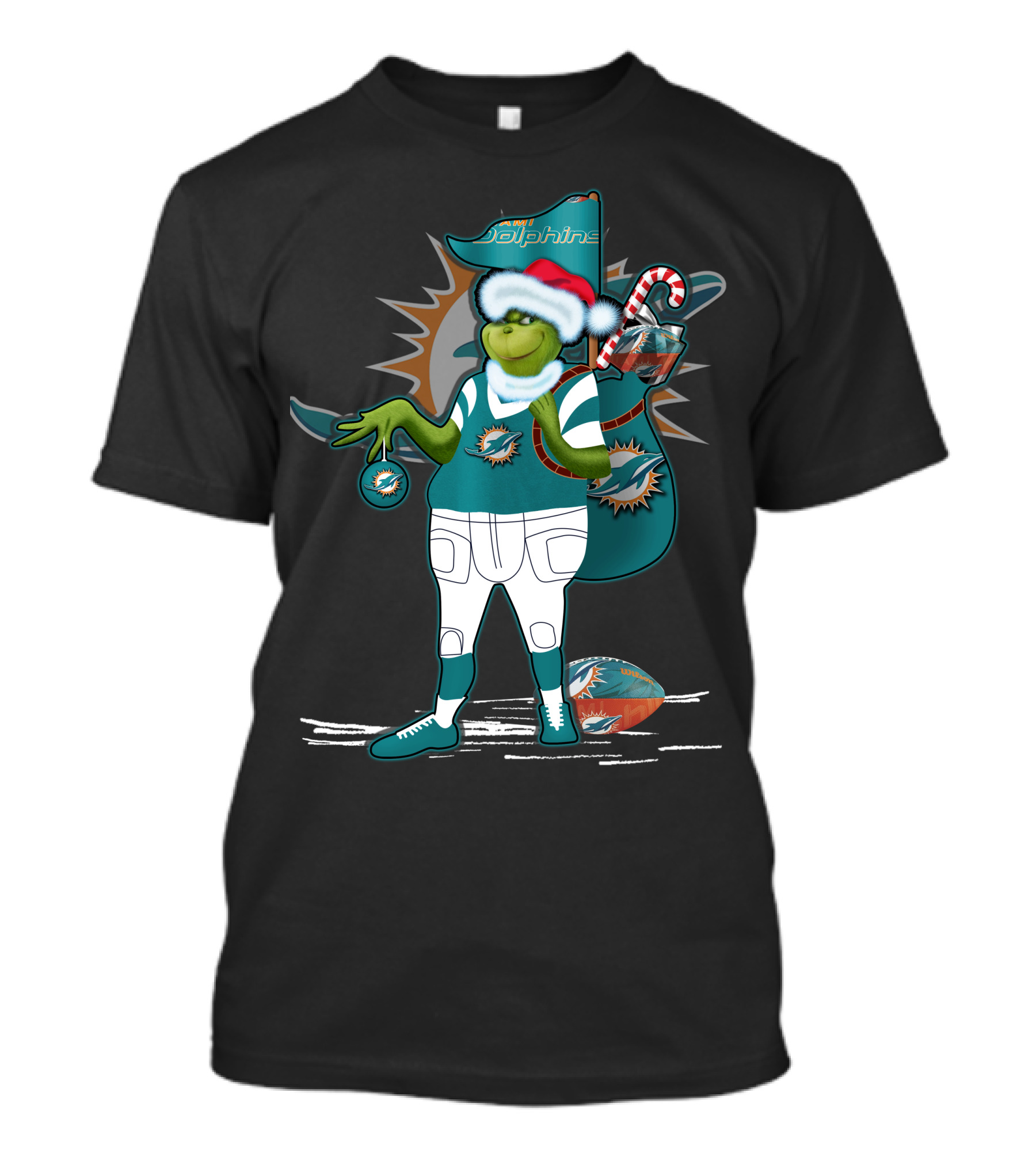 Grinchxmas Miami Dolphins Christmas Football Fan T-Shirt