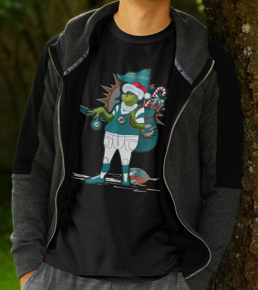 Grinchxmas Miami Dolphins Christmas Football Fan T-Shirt
