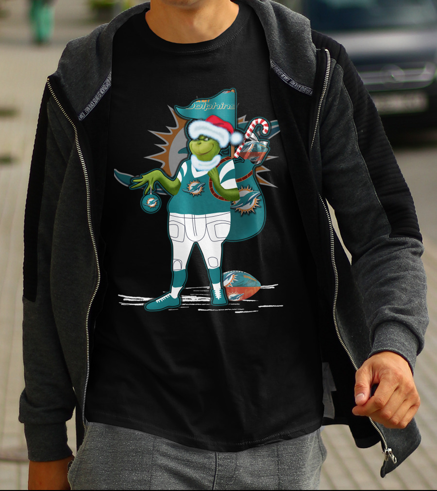 Grinchxmas Miami Dolphins Christmas Football Fan T-Shirt