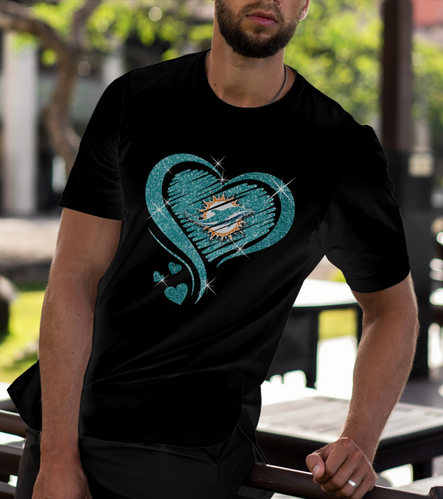 Heart Diamond Miami Dolphins Sparkling T-Shirt