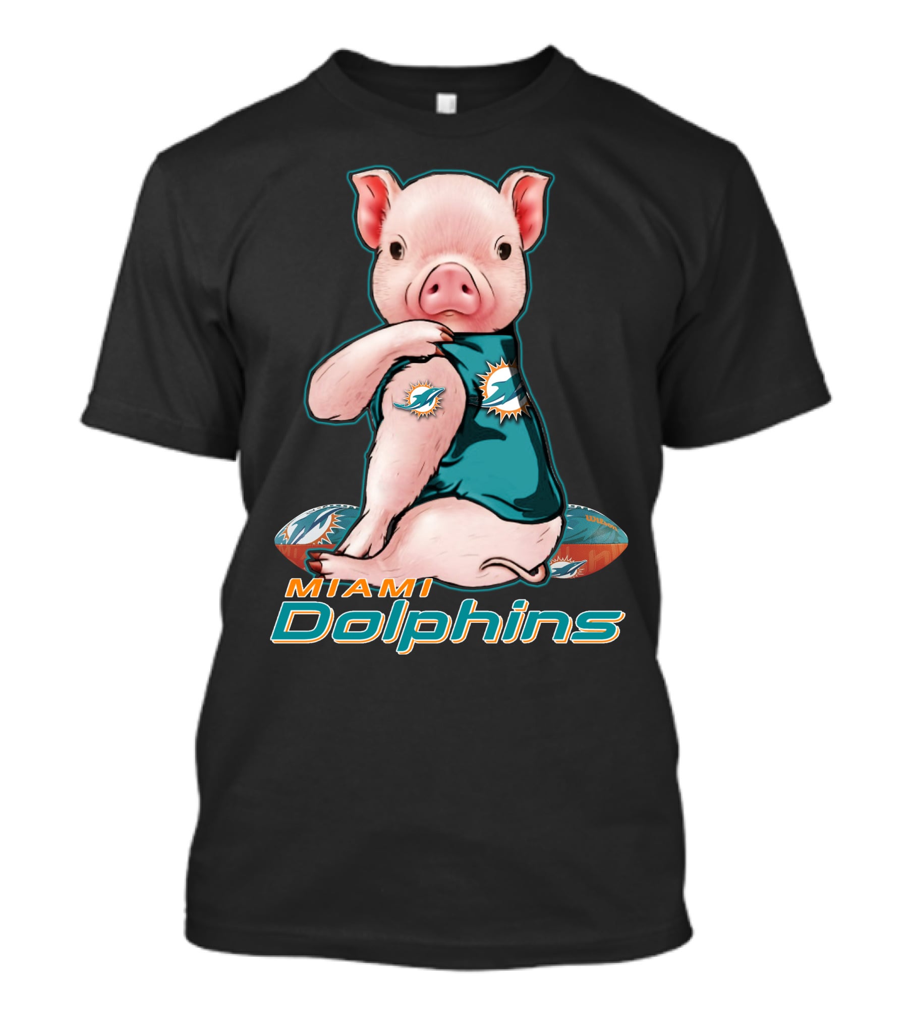 Miami Dolphins Pig Football Fan T-Shirt