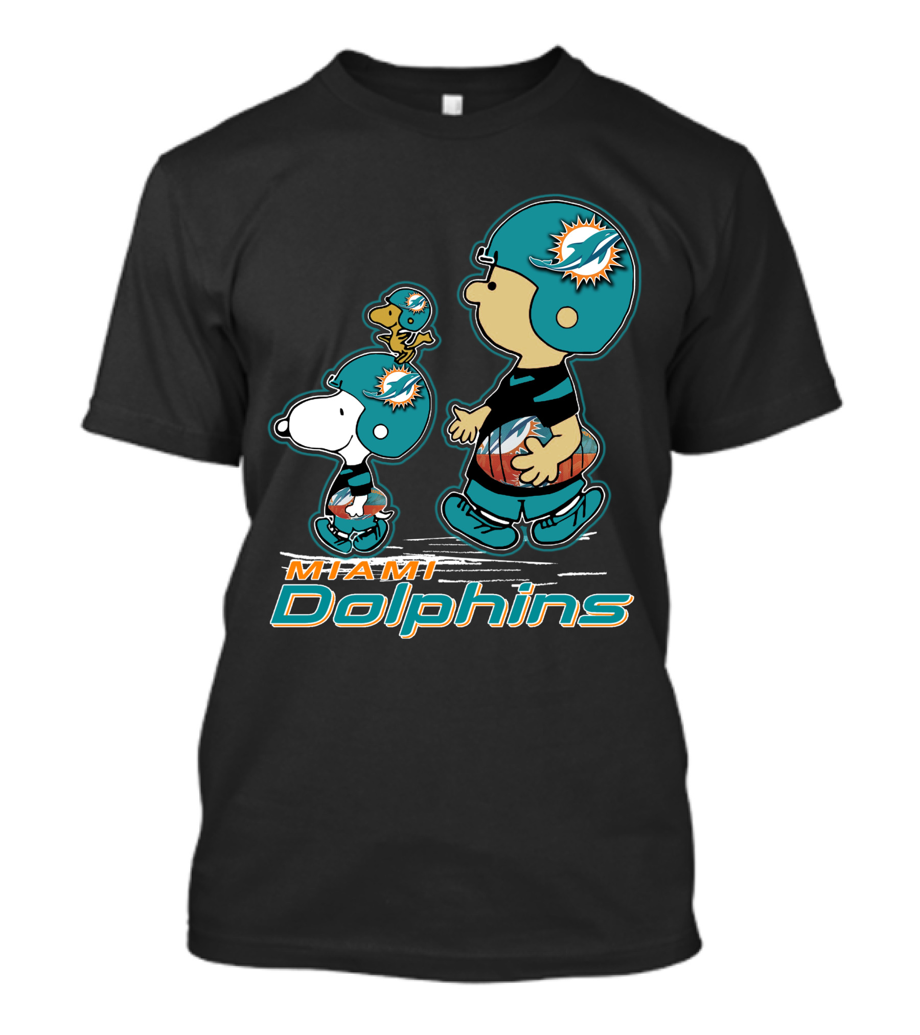 Snpfootball Miami Dolphins Peanuts Characters T-Shirt