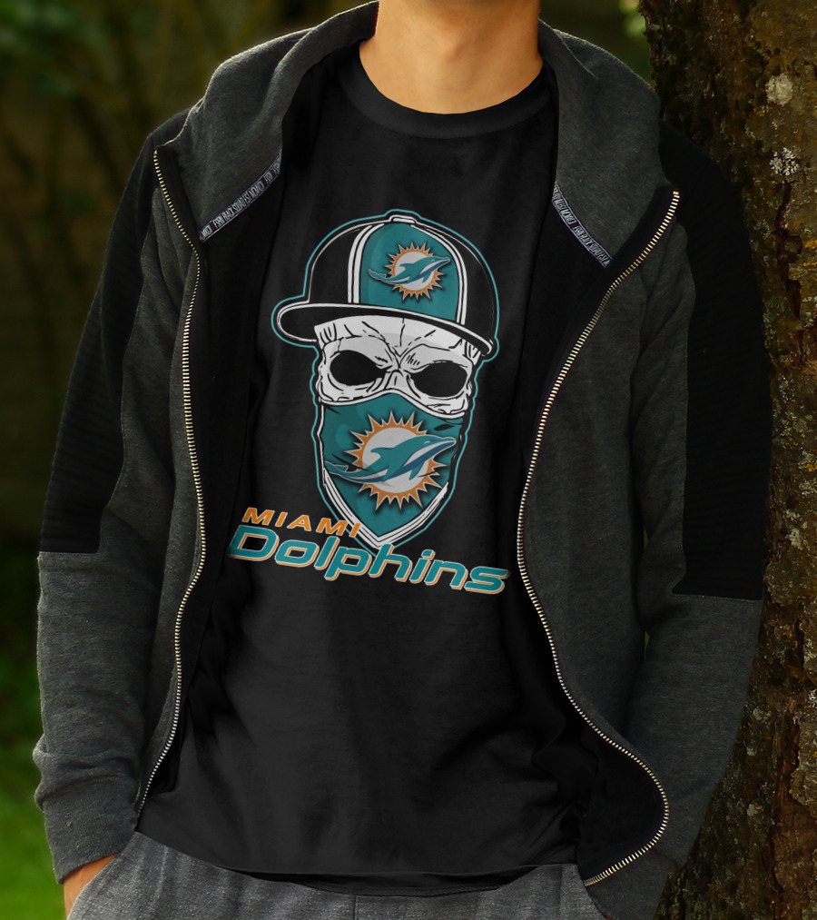 Miami Dolphins Skull Hat T-Shirt