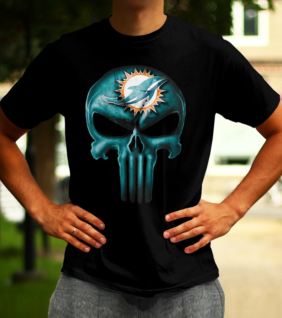 Miami Dolphins Skull T-Shirt