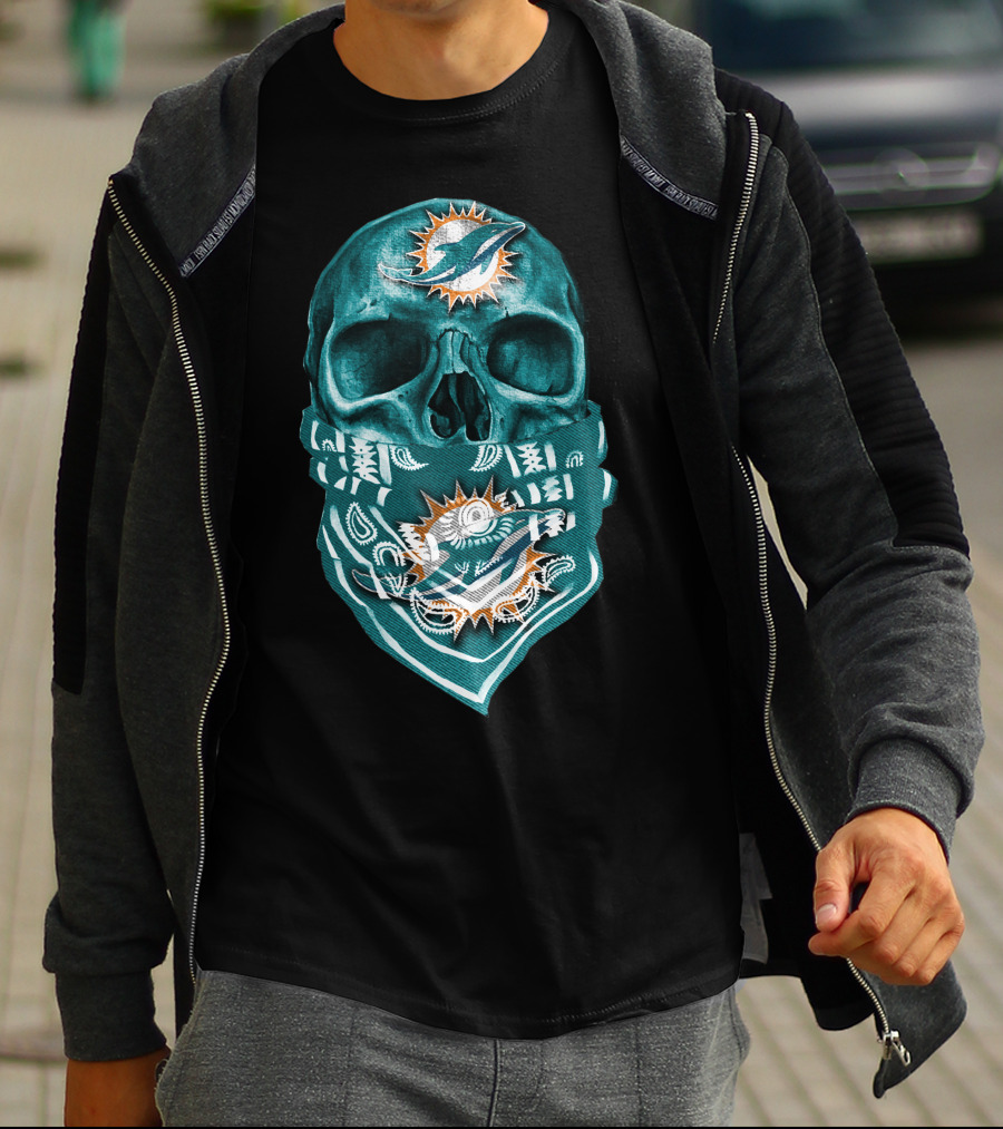 Miami Dolphins Skull Bandana T-Shirt