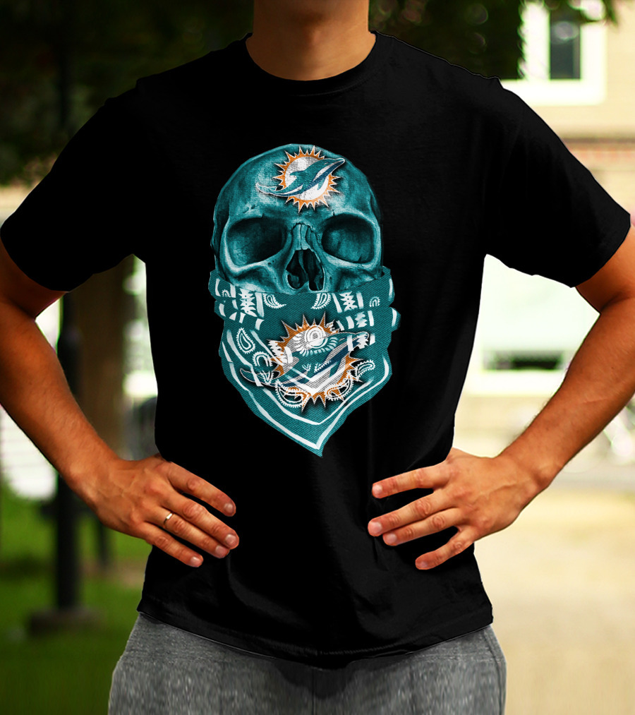 Miami Dolphins Skull Bandana T-Shirt