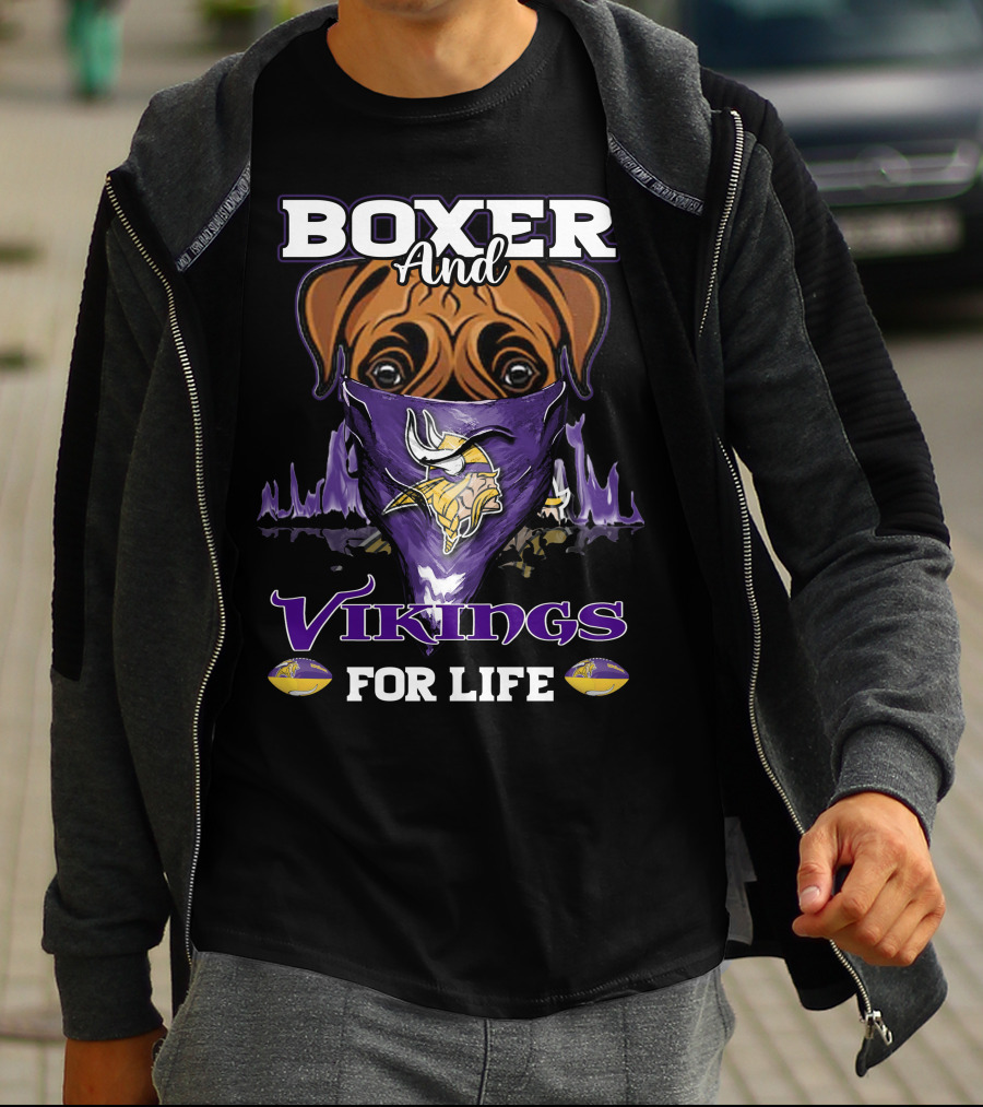 Boxer And Vikings For Life Minnesota T-Shirt