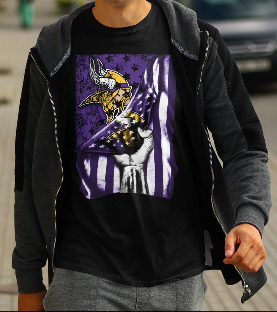 Minnesota Vikings Flag Stars And Stripes Viking T-Shirt