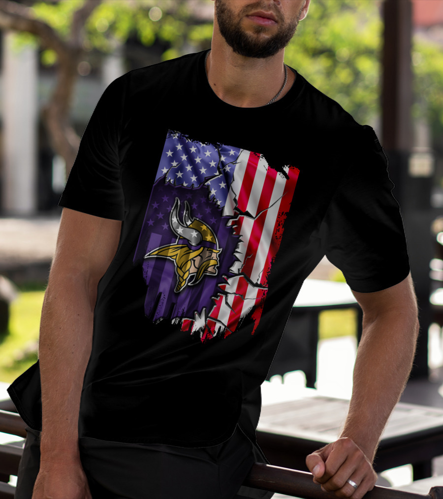 American Flag Minnesota Vikings T-Shirt