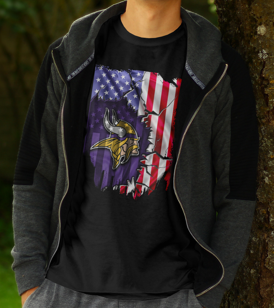 American Flag Minnesota Vikings T-Shirt