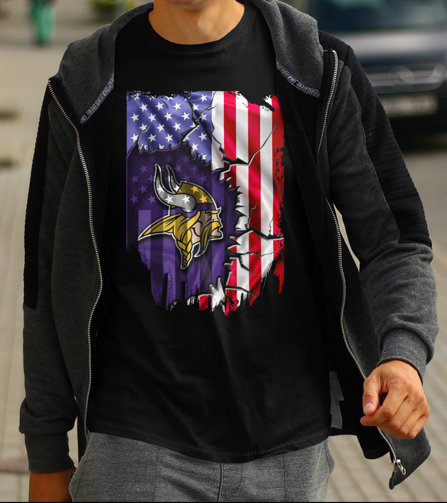 American Flag Minnesota Vikings T-Shirt
