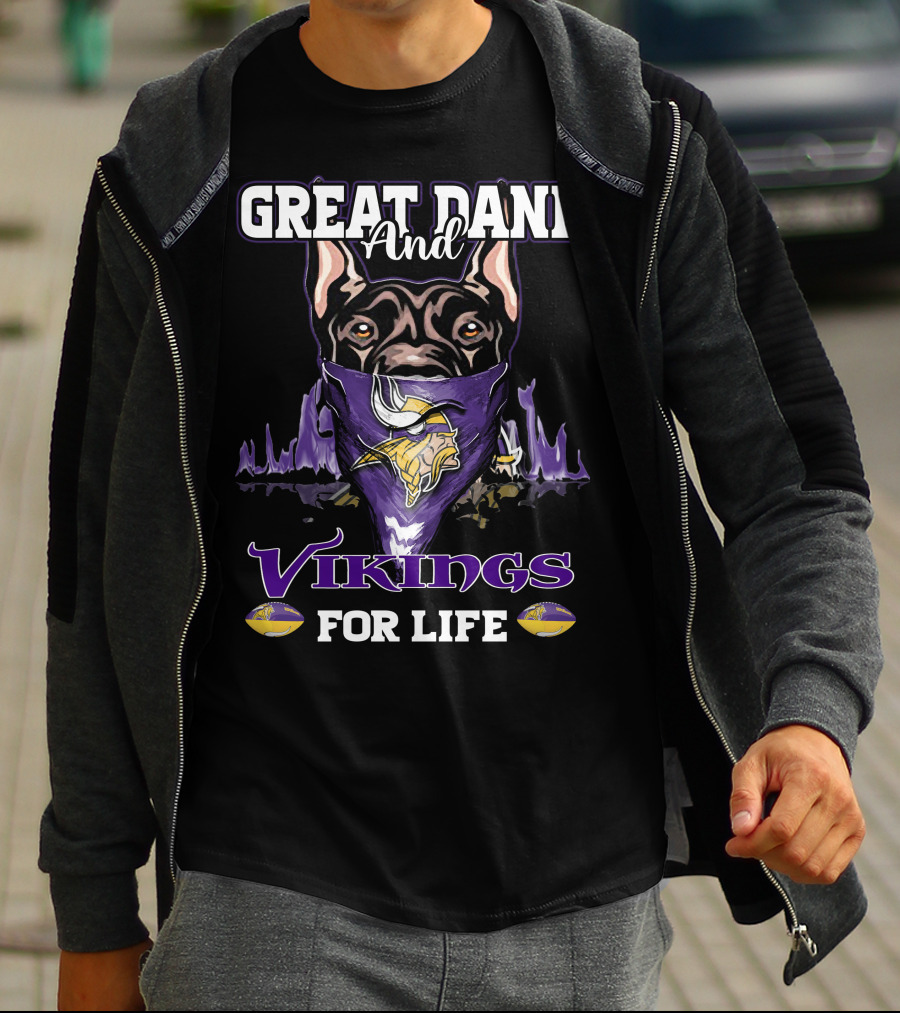 Great Dane And Vikings For Life Minnesota T-Shirt
