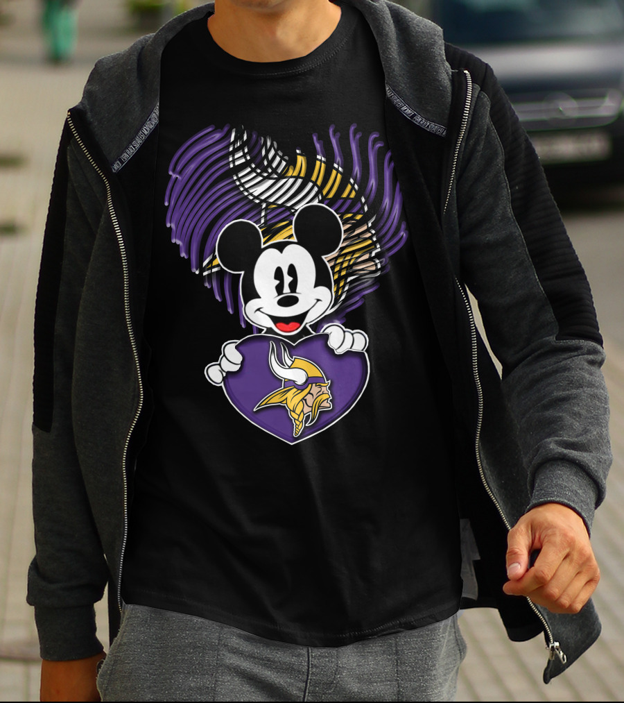 Minnesota Vikings Mickey Heart T-Shirt