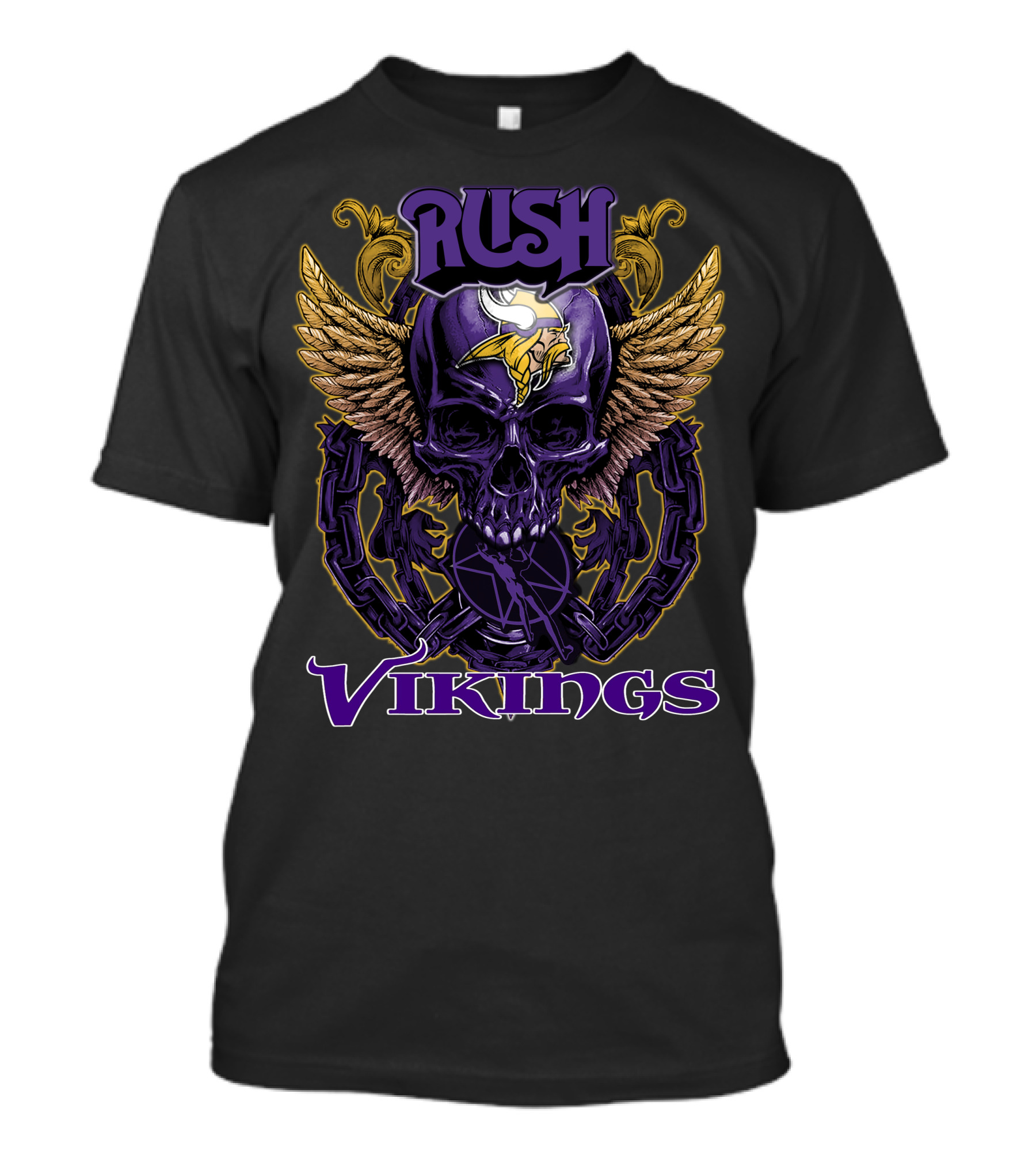 Rush Minnesota Vikings Skull Wings Chain T-Shirt