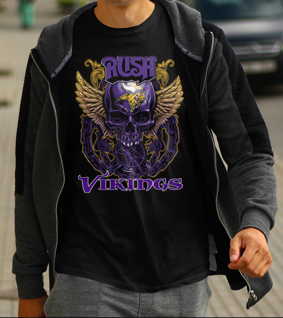 Rush Minnesota Vikings Skull Wings Chain T-Shirt