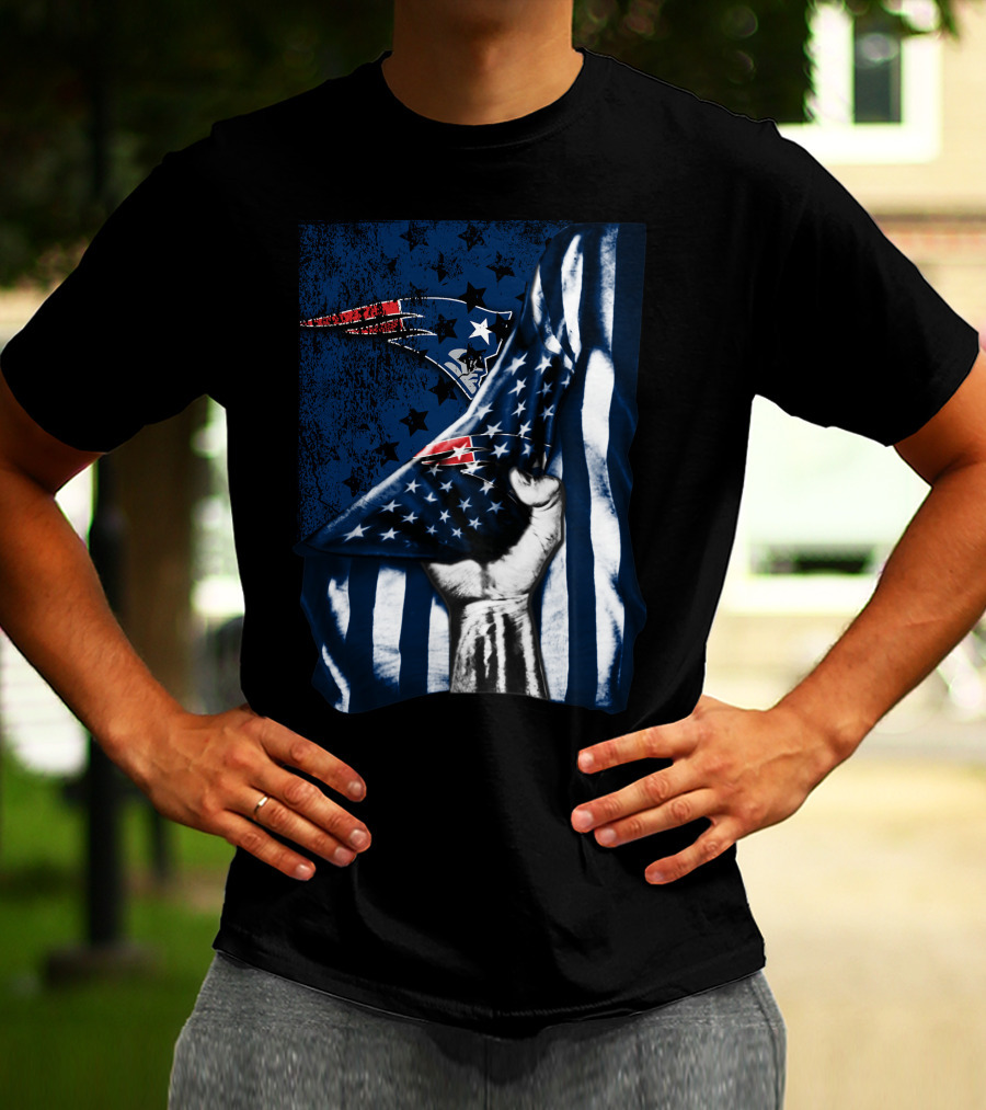 New England Patriots American Flag Hand Stars Stripes T-Shirt
