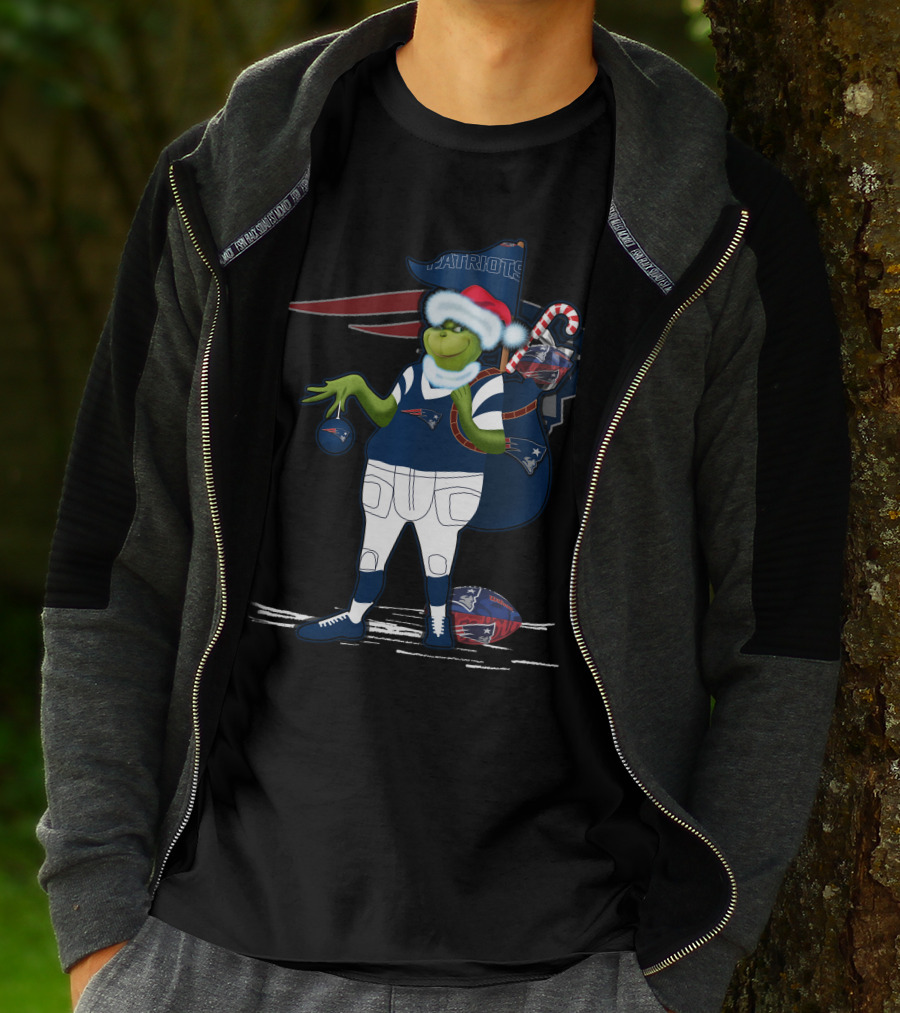 Patriots Grinch Christmas Football Sack Fan T-Shirt