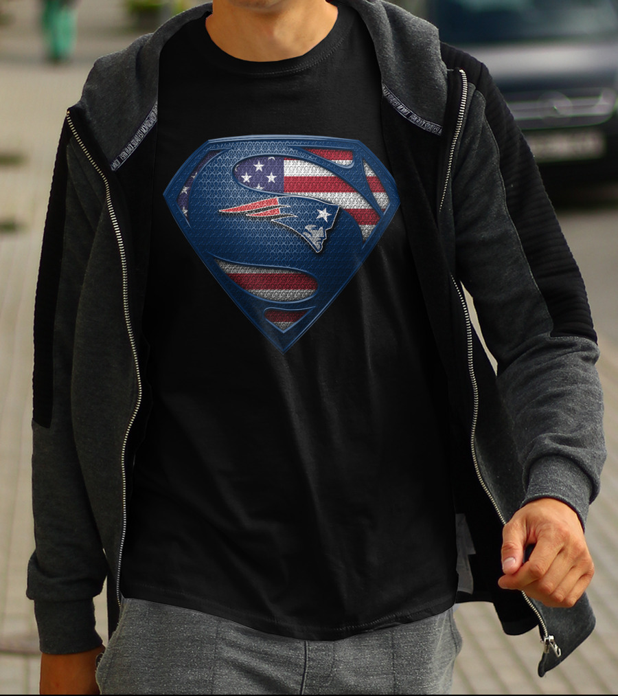 New England Patriots Superman Shield Stars And Stripes T-Shirt