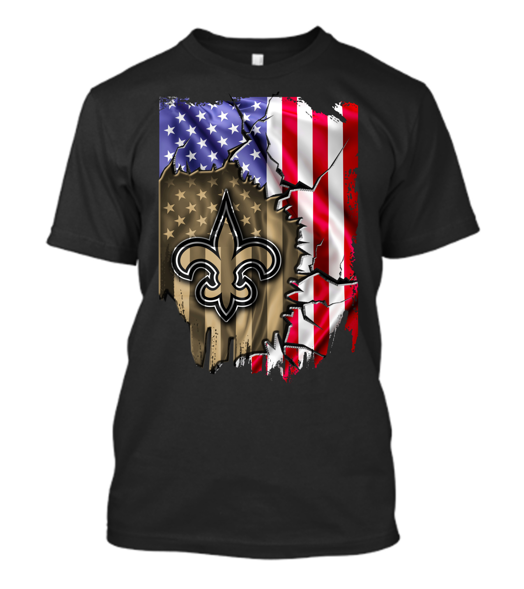 Flag V2 New Orleans Saints USA Flag Fleur-de-Lis T-Shirt