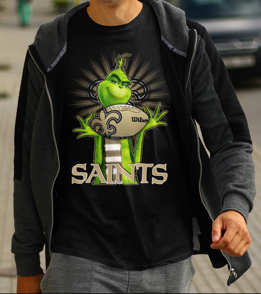 Grinch Holding Wilson Football New Orleans Saints T-Shirt