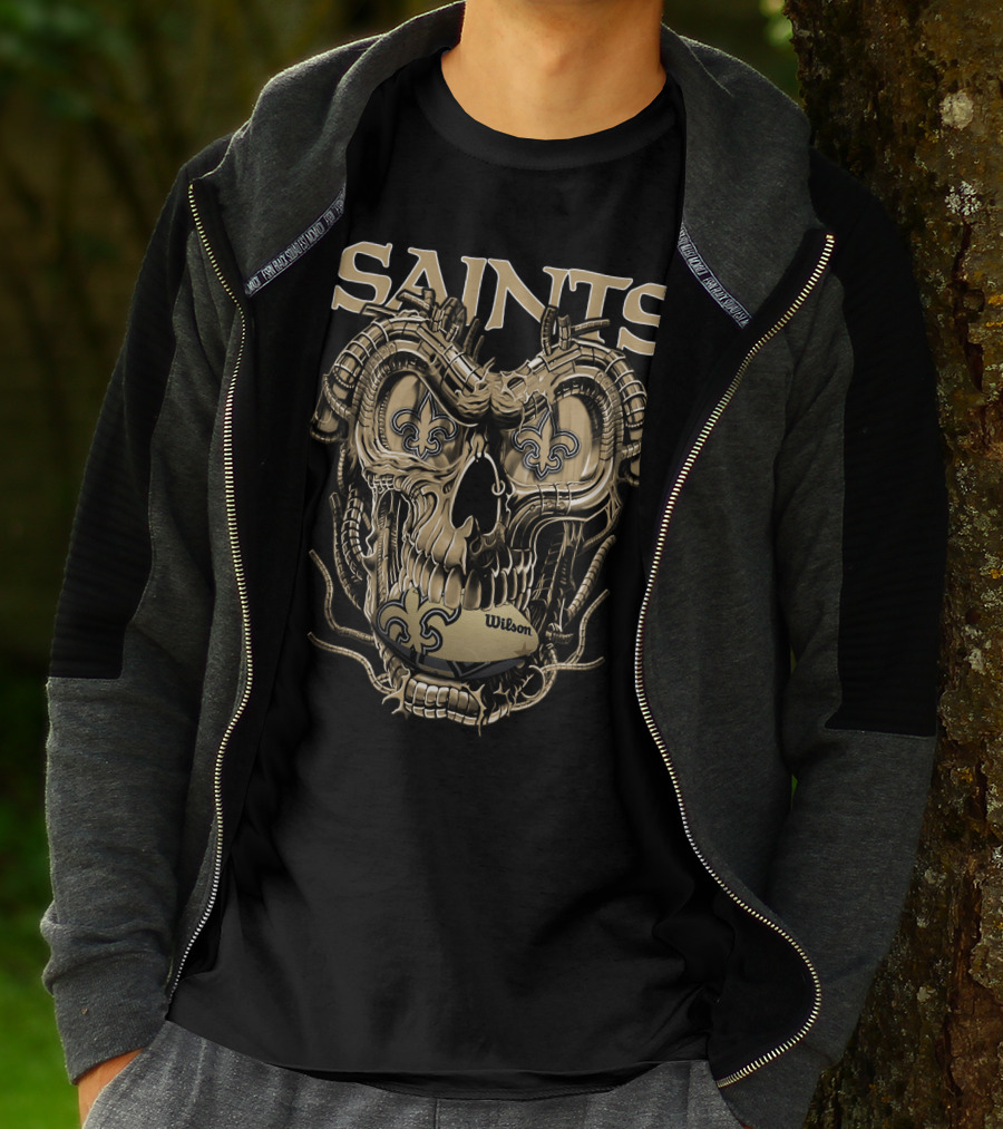 Saints Dragonskull Helmet Fleur-de-Lis Wilson Football T-Shirt