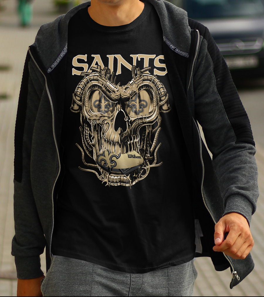 Saints Dragonskull Helmet Fleur-de-Lis Wilson Football T-Shirt