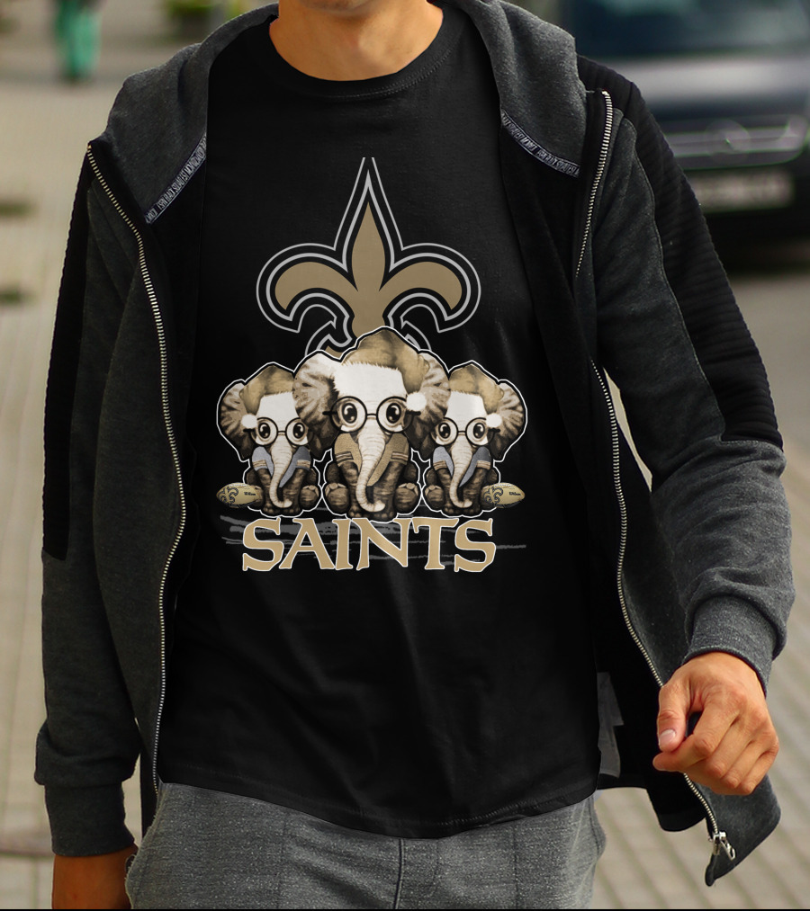 New Orleans Saints Elephan Xmas Fleur-de-Lis T-Shirt