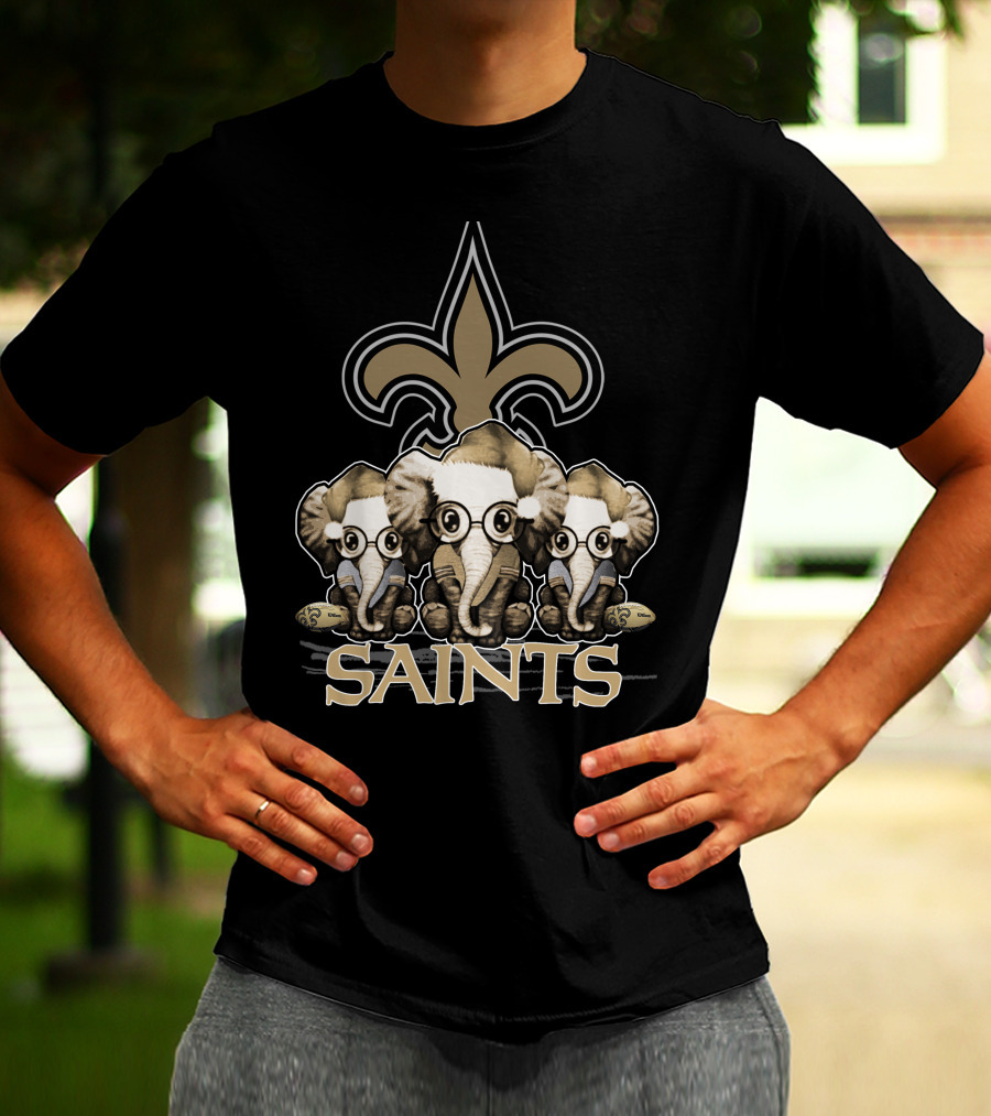 New Orleans Saints Elephan Xmas Fleur-de-Lis T-Shirt