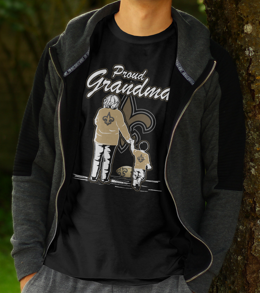 Proud Grandma New Orleans Saints Fleur-de-Lis Family Love T-Shirt