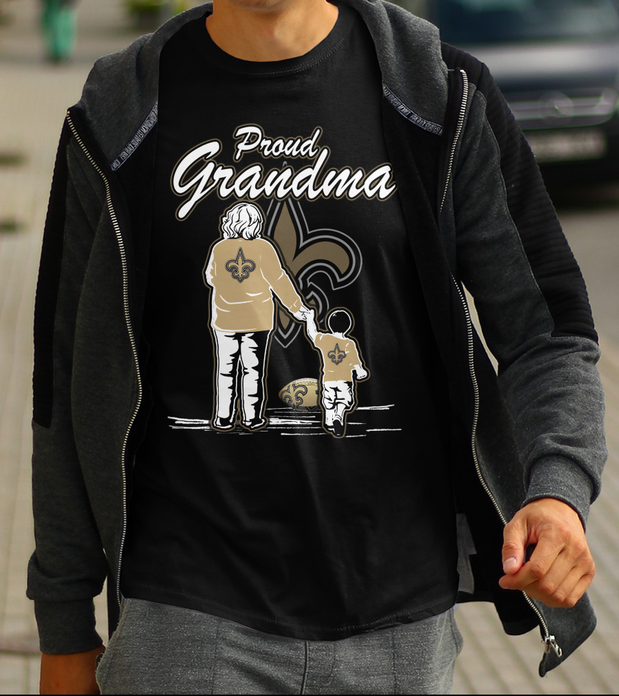 Proud Grandma New Orleans Saints Fleur-de-Lis Family Love T-Shirt