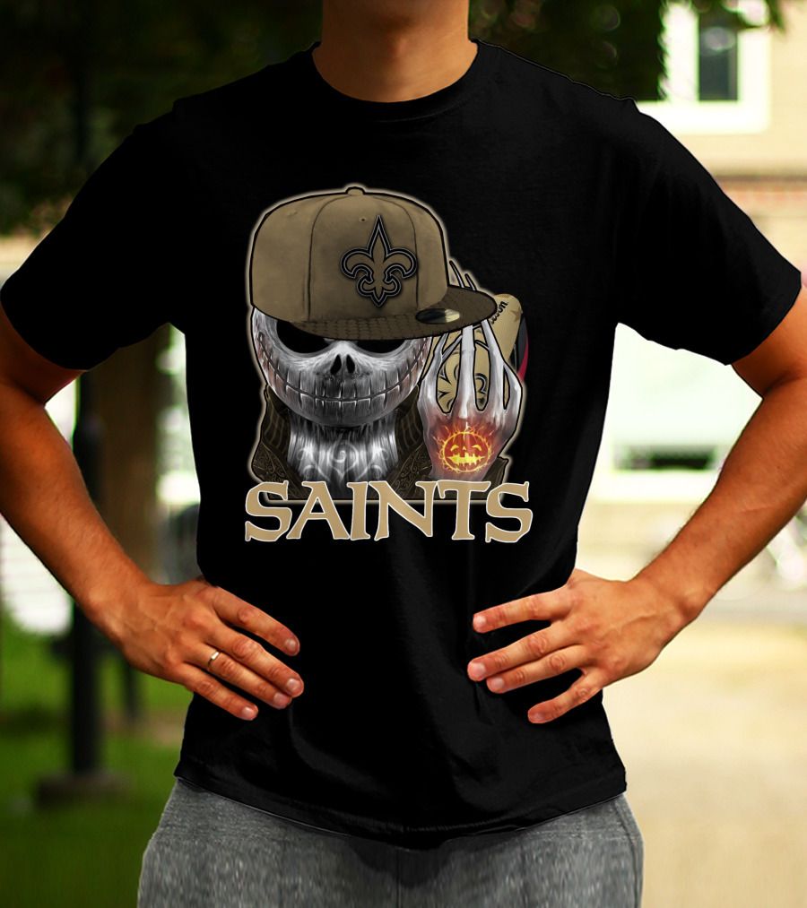 Jackskull New Orleans Saints Halloween Fleur-de-lis Pumpkin T-Shirt