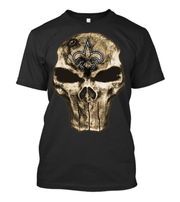 Skull V4 New Orleans Saints Fleur-De-Lis Emblem T-Shirt