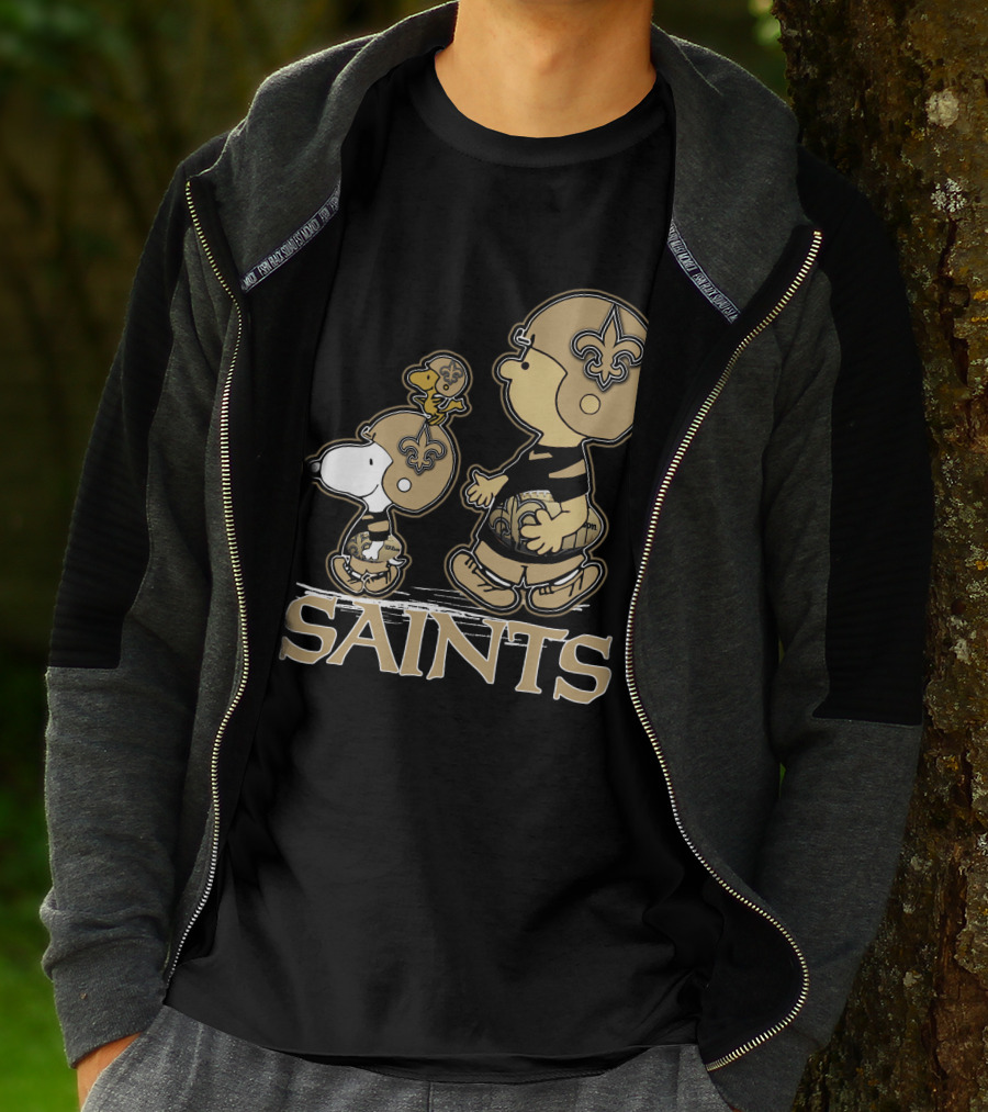 Snpfootball New Orleans Saints Peanuts Snoopy Woodstock Football Helmets T-Shirt