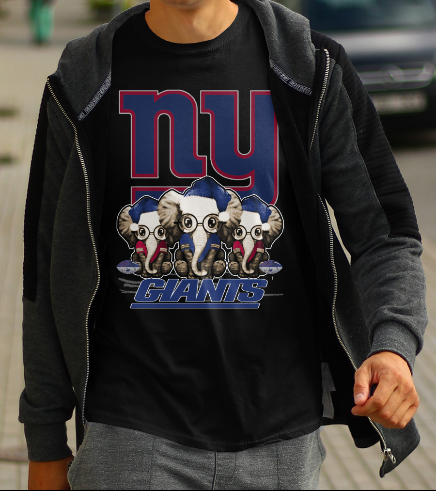 NY Giants Christmas Elephants T-Shirt