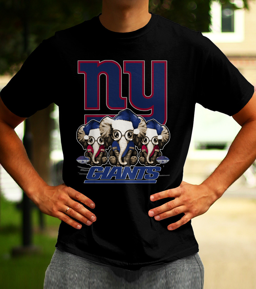 NY Giants Christmas Elephants T-Shirt