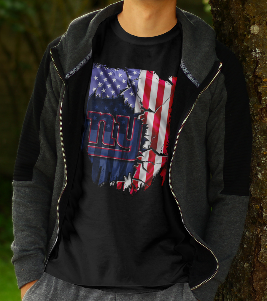 Flag V2 New York Giants American Flag Rip T-Shirt