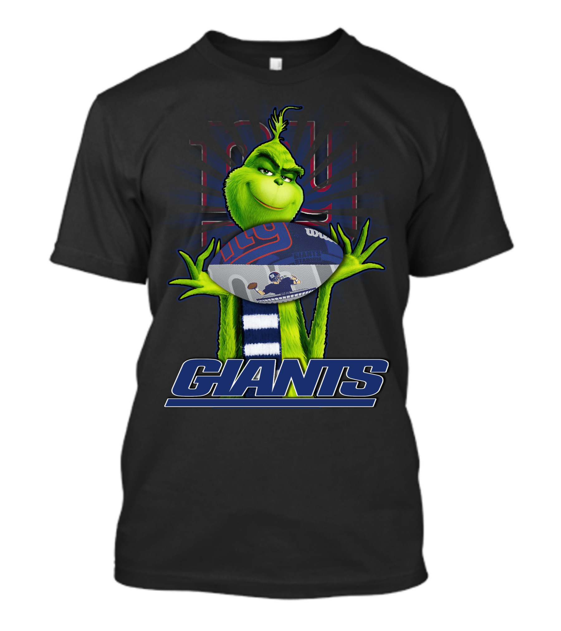 Grinch Holding New York Giants Football T-Shirt