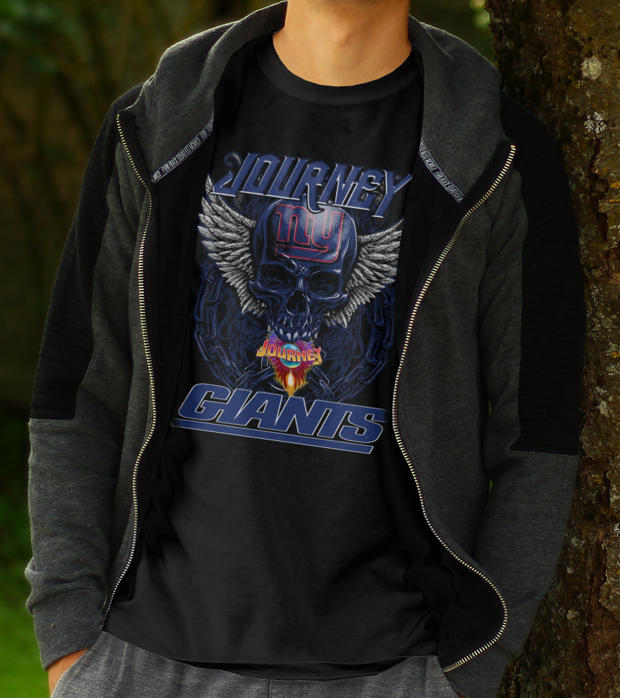 Journey NY Giants Skull Wings Flame T-Shirt