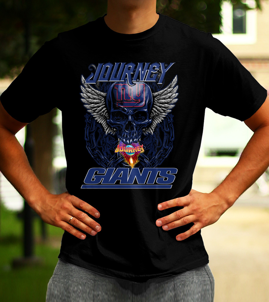 Journey NY Giants Skull Wings Flame T-Shirt