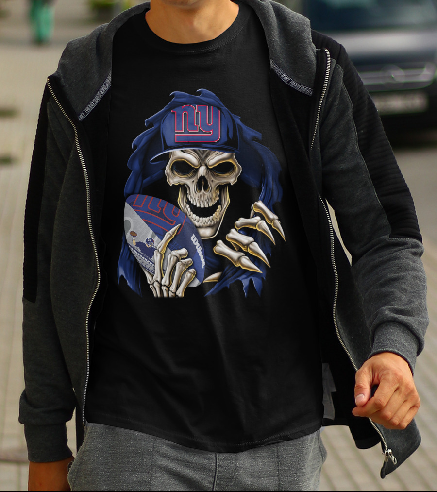 Skullbong New York Giants Skull Football T-Shirt