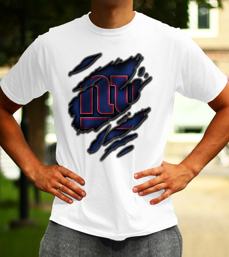 Torn V3 New York Giants Logo Rip Effect T-Shirt