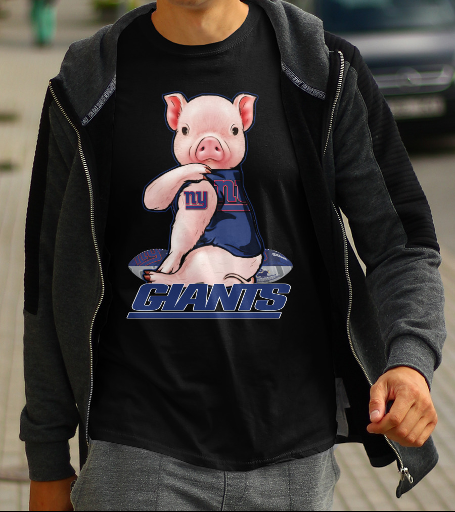 Pig In New York Giants Fan Jersey T-Shirt