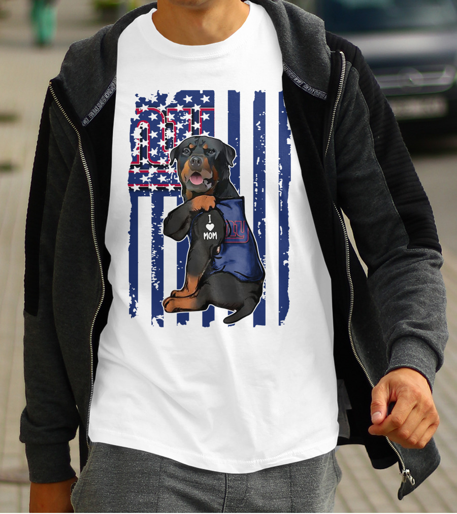 Rottweiler I Love Mom New York Giants Fan T-Shirt