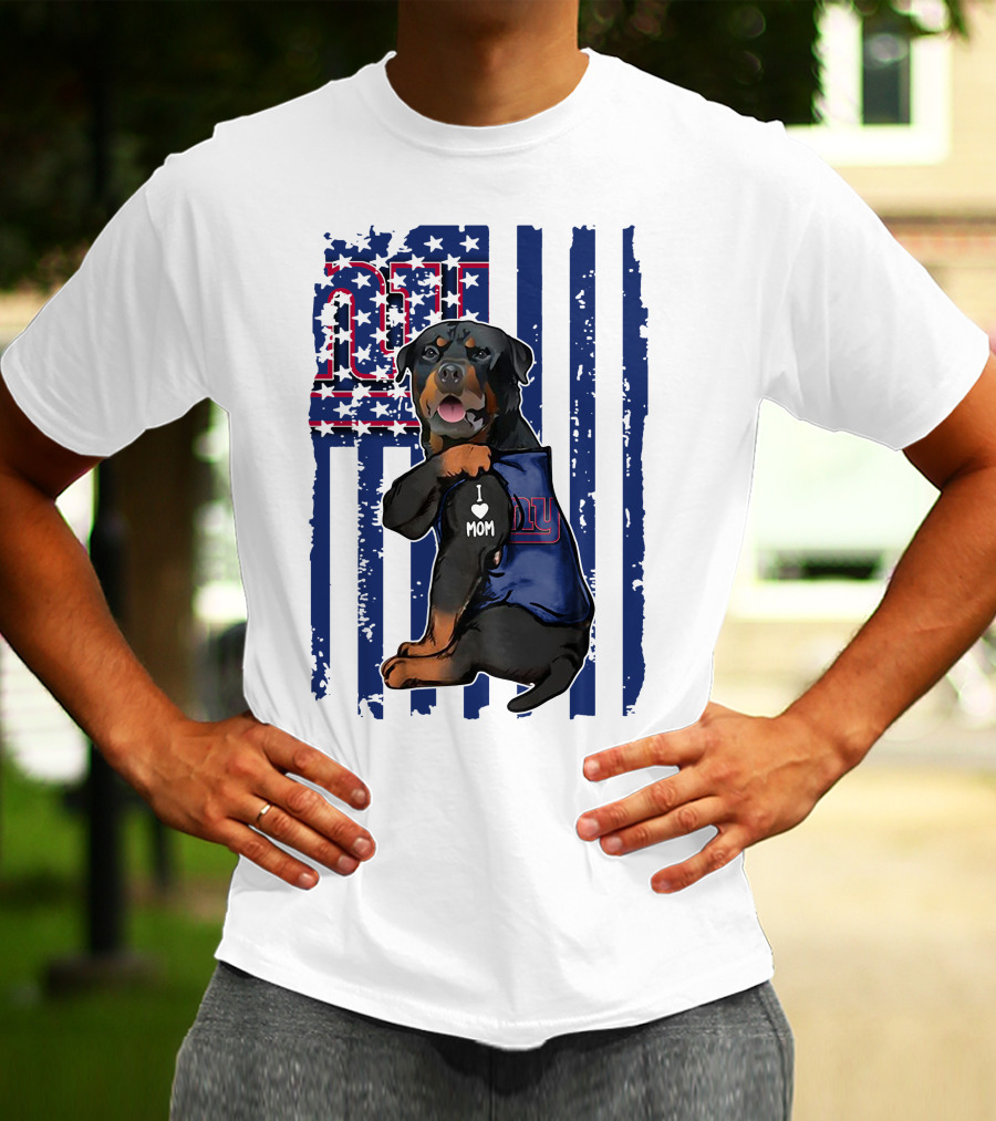 Rottweiler I Love Mom New York Giants Fan T-Shirt
