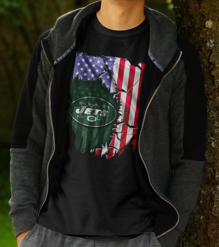 New York Jets American Flag Rip T-Shirt