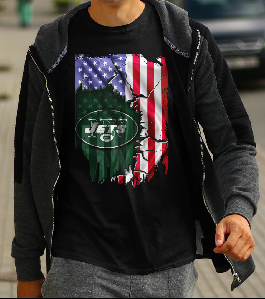 New York Jets American Flag Rip T-Shirt