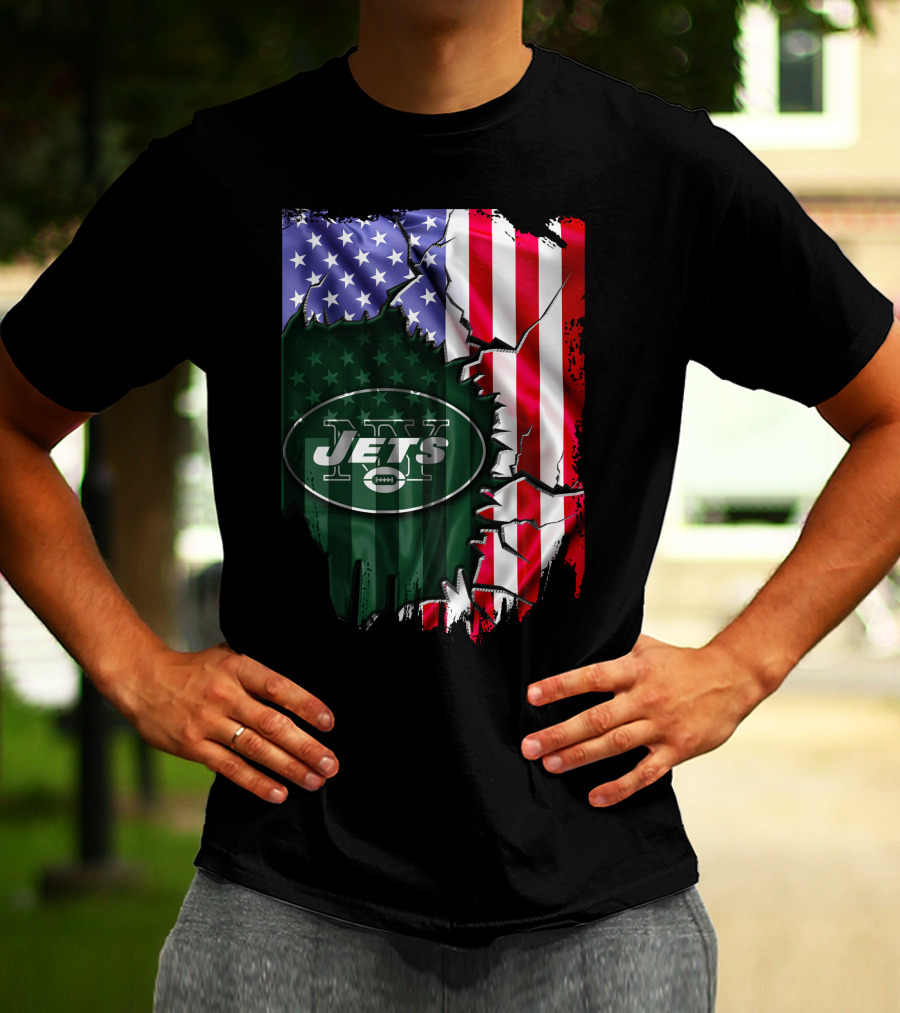New York Jets American Flag Rip T-Shirt