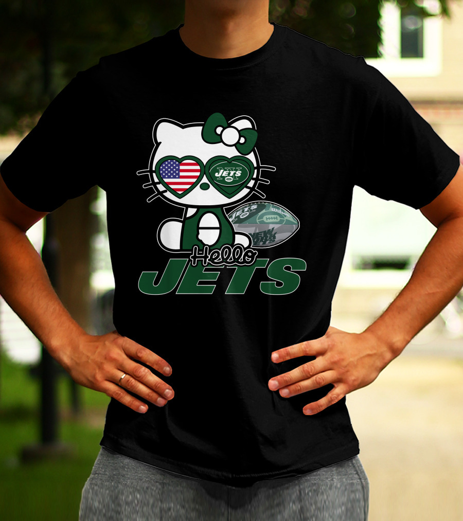 Hello Kitty Jets American Flag Football T-Shirt